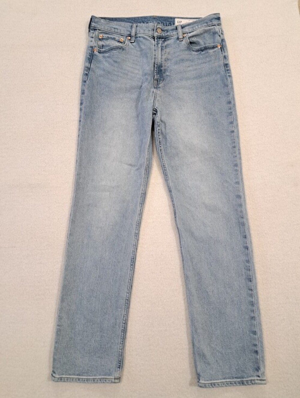 Gap 90s Straight High Rise Denim Womens Size 31 Blue Light Wash Jeans Casual
